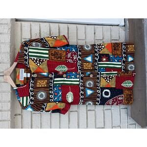 Vintage 80s Jessica Howard Shirt Dress Women's Size 8 Art to Wear Patterned